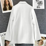 Casual Office Lady Single Button Blazer Vintage Women 2023 Fashion Long Sleeve New In Coats & Jackets Outerwear White Black Tops