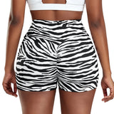 Zebra Printed Shorts Fitness Women's High Waisted Buttock Yoga Shorts Gym Breathable Running Sports Cycling Clothing Newest 2023