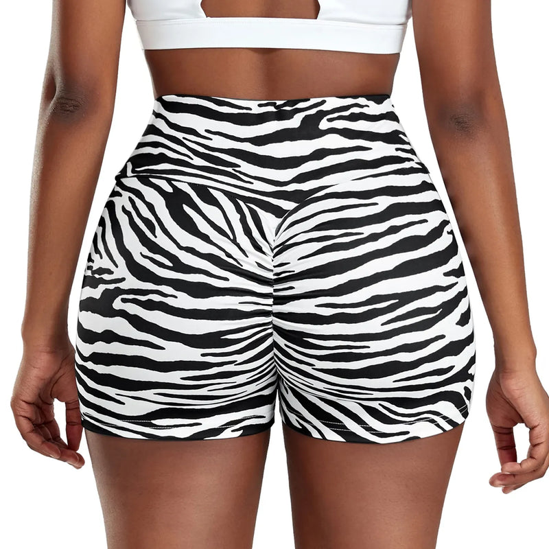 Zebra Printed Shorts Fitness Women's High Waisted Buttock Yoga Shorts Gym Breathable Running Sports Cycling Clothing Newest 2023