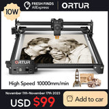 ORTUR 90W Desktop Laser Carving Master CNC Roller Rotary DIY Printer Graving Tool Powerful Woodworking Metal Wood Acrylic Glass