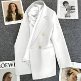 Casual Office Lady Single Button Blazer Vintage Women 2023 Fashion Long Sleeve New In Coats & Jackets Outerwear White Black Tops